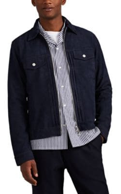 Suede Zip-Front Trucker Jacket
