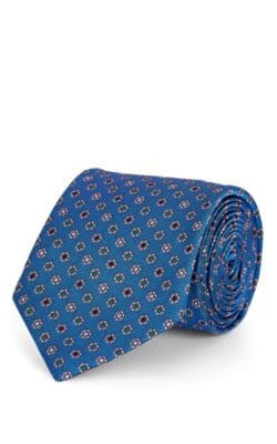 Floral-Motif Silk Faille Necktie