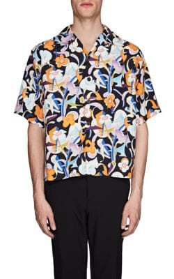 Floral Tech-Satin Bowling Shirt