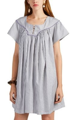 Tabitha Striped Cotton-Silk Minidress