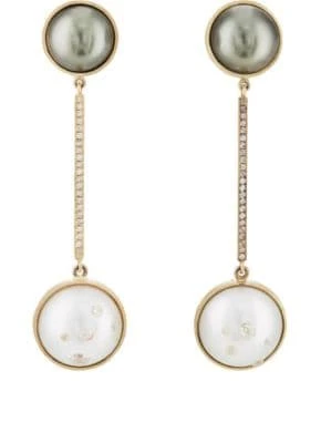 Pearl & White Diamond Double-Drop Earrings