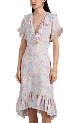 Sunday Dot-Floral Silk Jacquard Midi-Dress