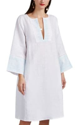 Lace-Print Slub Linen Caftan