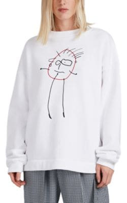 Scribble-Print Cotton-Blend Fleece Sweatshirt