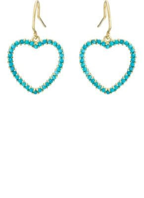 Turquoise Large Open Heart Drop Earrings