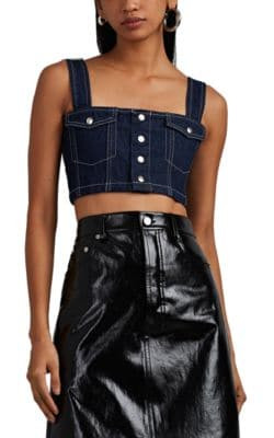 Braxton Denim Snap-Front Crop Top