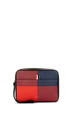 Checked Leather Dopp Kit