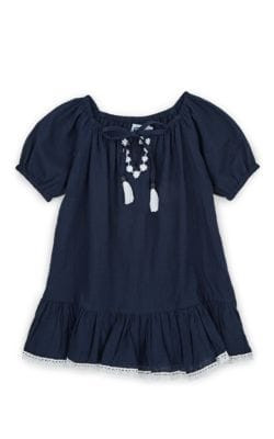Kids' Embroidered Linen Cover-Up Dress