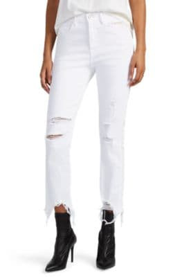 Distressed High-Rise Crop Jeans