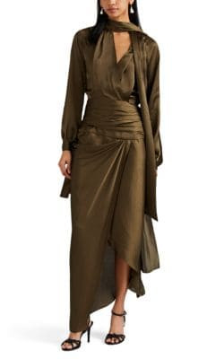 Washed Satin Wrap Dress
