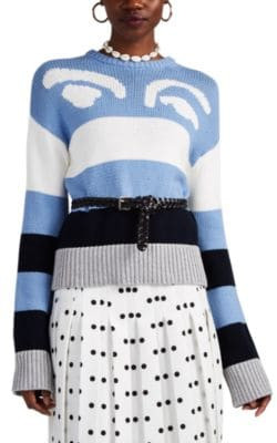 Graphic Striped Cotton-Blend Sweater
