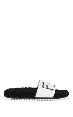 Logo Shearling Slide Sandals
