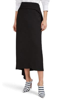 Draped Crepe Midi-Skirt