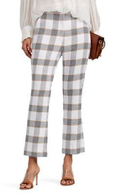 Checked Crop Flared Trousers