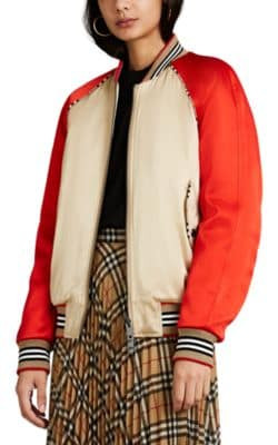 Colorblocked Satin Bomber Jacket