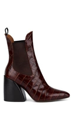 Crocodile-Embossed Leather Chelsea Boots