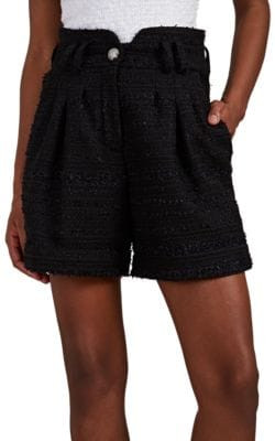 Metallic Tweed High-Waist Shorts
