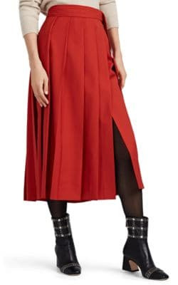 Wool Pleated Wrap Skirt