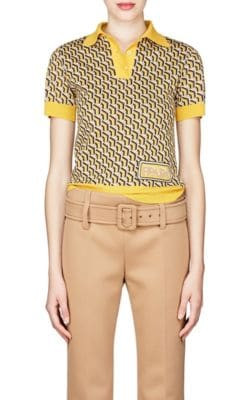 Geometric-Pattern Wool Polo Shirt