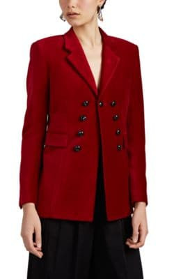 Velvet Double-Breasted Blazer