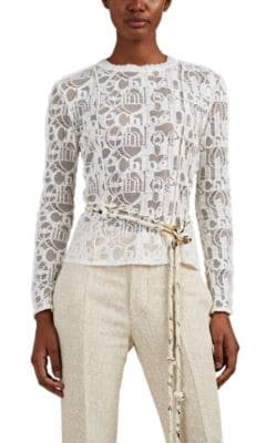 Logo-Pattern Lace Top