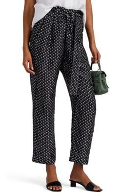 Venice Floral Silk Belted Pants