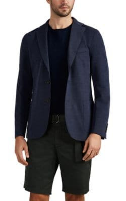 Laser-Cut Stretch-Cotton PiquÃ© Two-Button Sportcoat