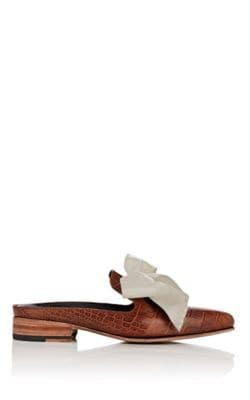 Grace Crocodile-Stamped Leather Mules