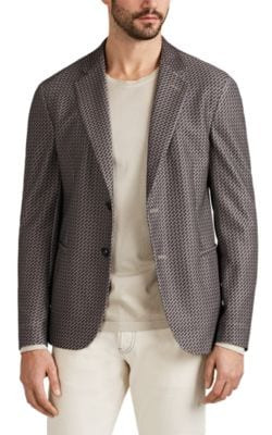 Geometric Crepe Two-Button Sportcoat