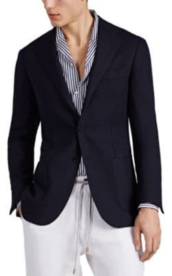 Basket-Weave Wool Two-Button Sportcoat