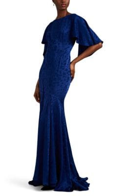 Floral-Jacquard Silk Mermaid Gown