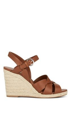 Woven Leather Platform Espadrilles