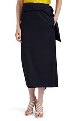 Draped Cotton-Wool Midi-Skirt