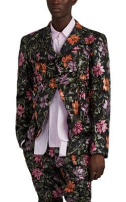 Floral-Embroidered Ruched Tulle Sportcoat