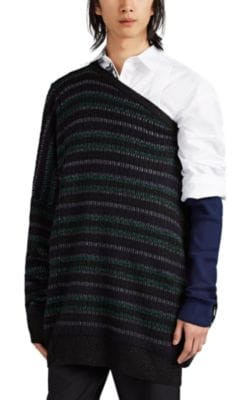Sleeve-Detailed One-Shoulder Oversized Sweater