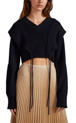 Mixed-Knit Cotton Crop Sweater