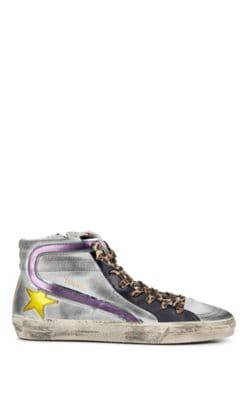 Women's "Slide" Metallic Leather Sneakers
