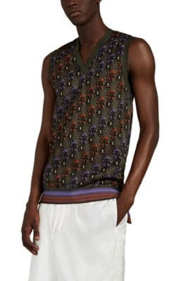 Floral Jacquard Cotton-Blend Sweater Vest