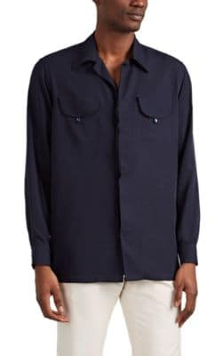 Military-Style Camp-Collar Shirt