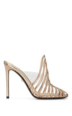 Alessandra Metallic Leather & PVC Mules