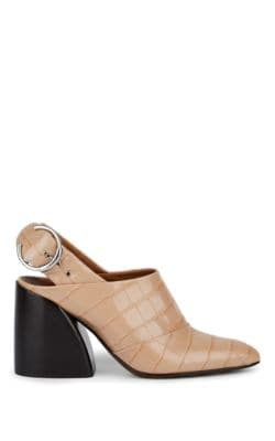 Crocodile-Embossed Leather Slingback Pumps