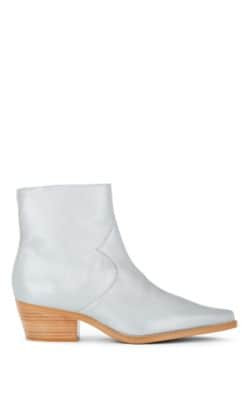 Metallic Leather Ankle Boots