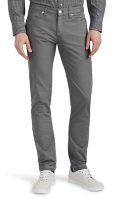 Cotton-Linen Plain-Weave Slim Trousers