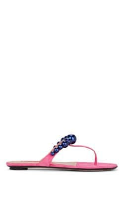 Embellished Suede Thong Sandals