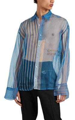 Logo Striped Silk Organza Shirt
