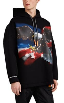 Eagle-Print Neoprene Oversized Hoodie