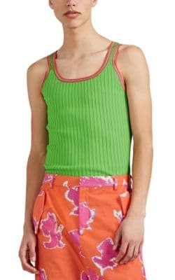 Stripe-Trimmed Rib-Knit Tank
