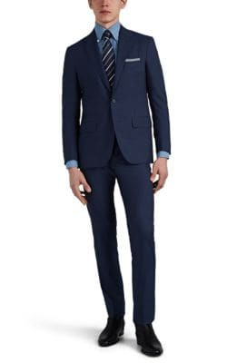 Pinstriped Wool Two-Button Suit