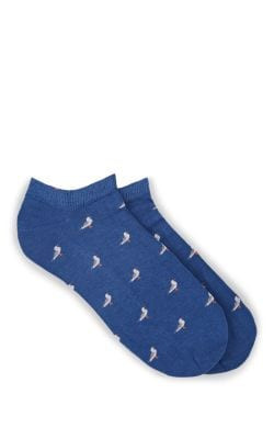 Seagull-Motif Stretch-Cotton Ankle Socks