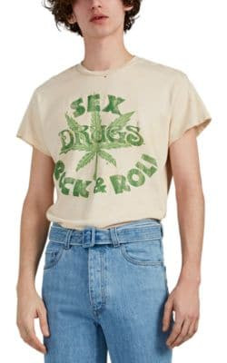 Distressed Graphic Cotton T-Shirt